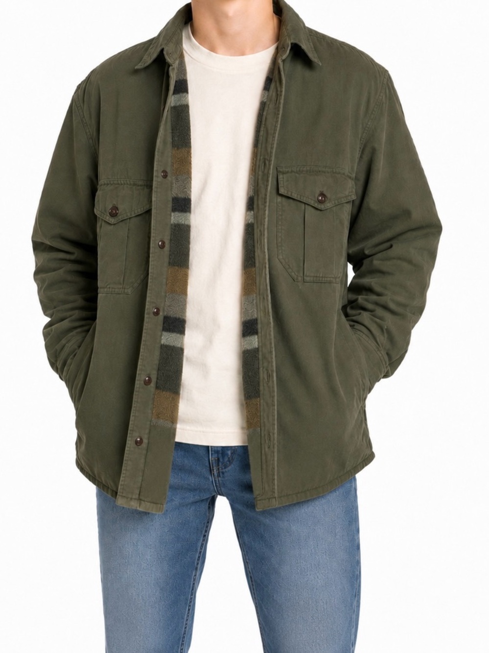 Vintage 90s Wolverine Olive Green Fleece Lined Military Utility Jacket Size M